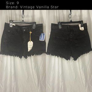 Black Denim Shorts | Size 9 | Vintage Vanilla Star | NWT